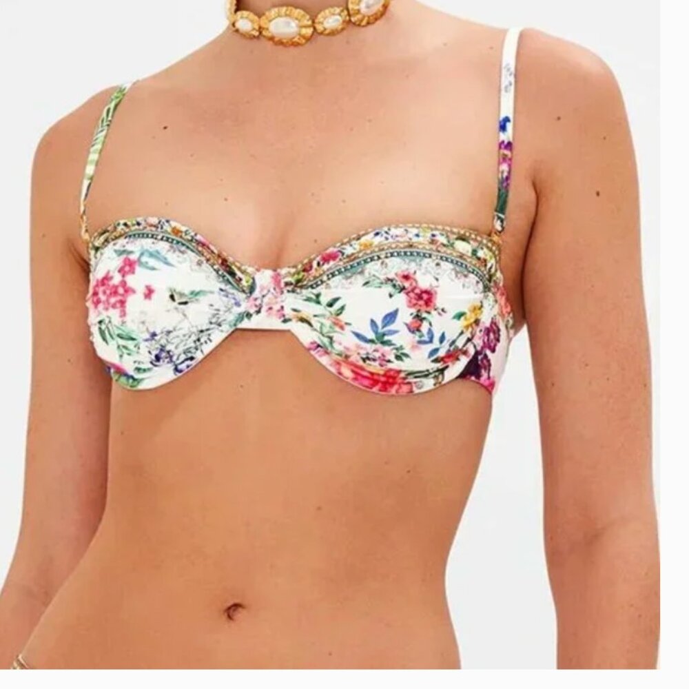 Camilla "Plumes and Parterres" Underwire Swimsuit Bikini Top, Multicolor